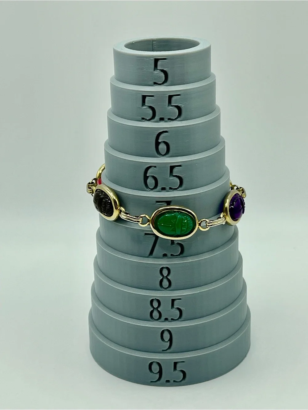 Multi-Color Scarab Link Bracelet - Gold Tone Accent Acrylic Plastic